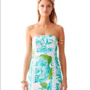 Lilly Pulitzer Tansy blue green strapless Dress